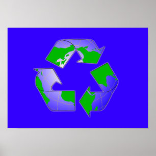 Póster Recycle Symbol with Earth Poster