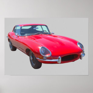 Póster Red 1964 Jaguar XKE Antique Sports Car