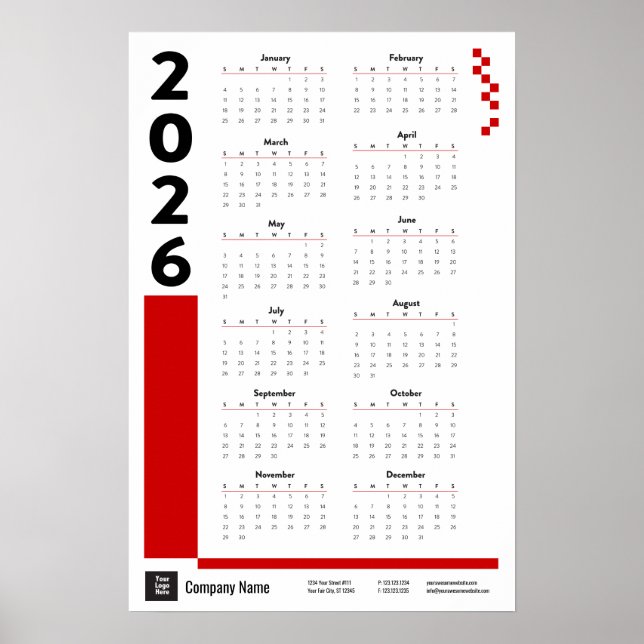 Póster Red 2026 Corporate Wall Calendar Poster (Frente)
