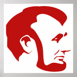 Póster Red Abraham Lincoln Silhouette Poster