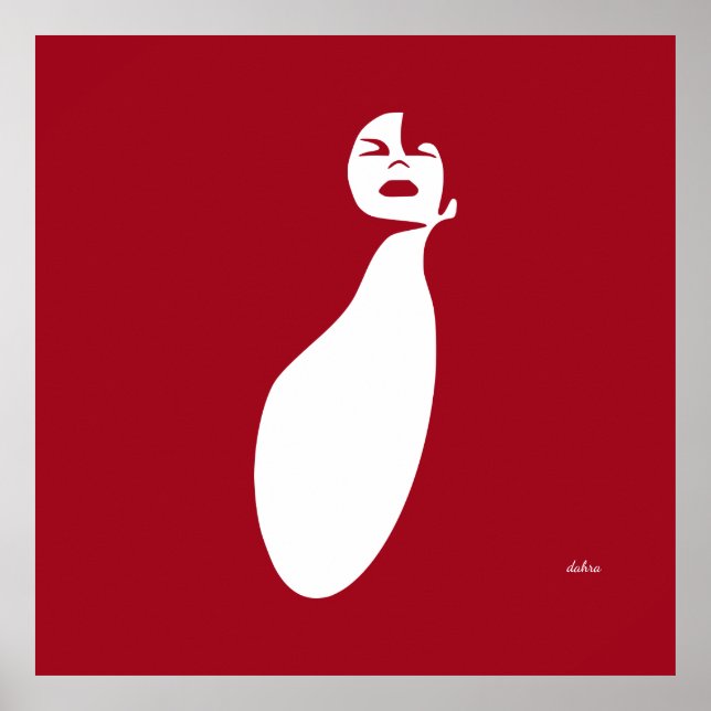 Póster red abstract black Woman Looking Up Natural hair (Frente)