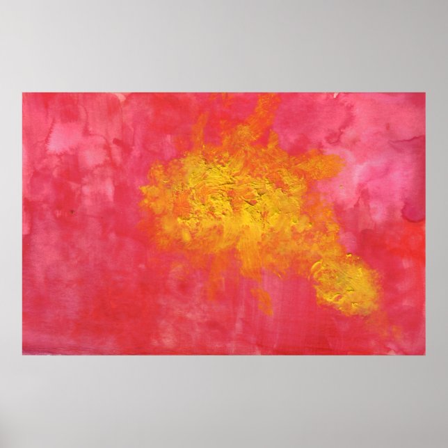 Póster Red Abstract Yellow Fish Splotch (Frente)