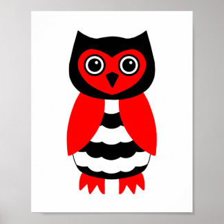 Póster Red and Black Owl