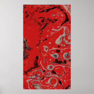 Póster Red and gray abstract painting