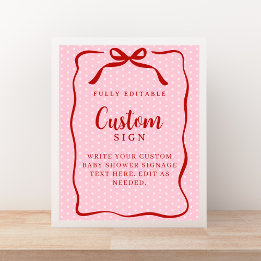 Póster Red and Pink Valentines Baby Shower Custom Sign