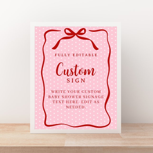 Póster Red and Pink Valentines Baby Shower Custom Sign (Subido por el creador)