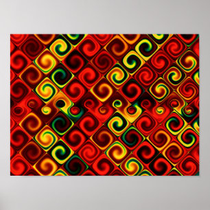Póster Red and Yellow Abstract Pattern