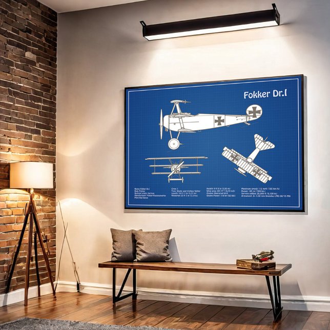 Póster Red Baron Fokker Dr. 1 - Airplane Blueprint ABD (Subido por el creador)