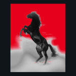 Póster Red Black Gray Rearing Horse Pop Art<br><div class="desc">Obras de arte digitales de caballos salvajes,  pinturas,  imágenes e imágenes</div>