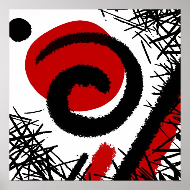 Póster Red & Black Modern Abstract (Frente)
