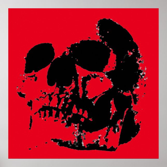 Póster Red Black Skull Heavy Metalizado Fantasy Art (Frente)