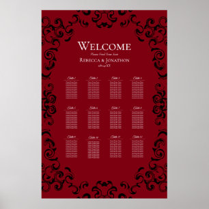 Póster Red & Black Swirl Gothic Boda