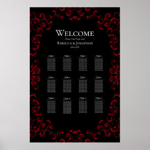 Póster Red & Black Swirl Gothic Boda
