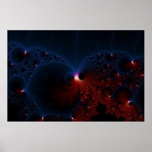 Póster Red Blue Cells Fractal Art