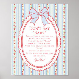 Póster Red & Blue Vintage Fancy Floral Dont Say Baby Game