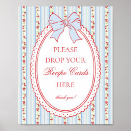 Póster Red & Blue Vintage Fancy Floral Share a Recipe