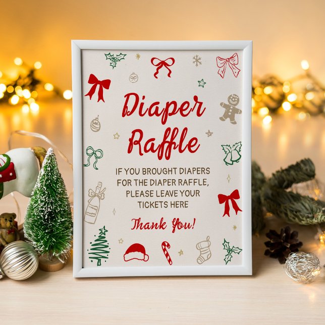 Póster Red Bow Christmas Baby Shower Diaper Raffle  (Subido por el creador)