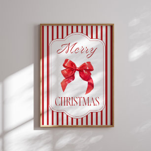 Póster Red Bow Merry Christmas Holiday Poster