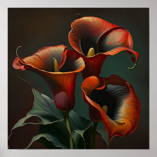 Póster Red Calla Lilies Lily Flor Art Print Poster