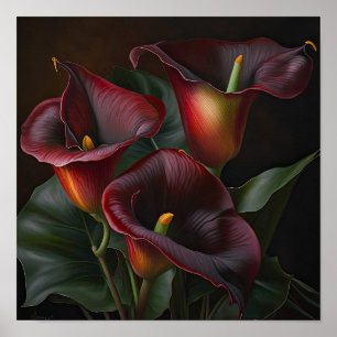 Póster Red Calla Lilies Lily Flor Art Print Poster