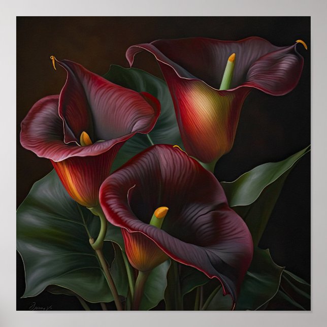 Póster Red Calla Lilies Lily Flor Art Print Poster (Frente)