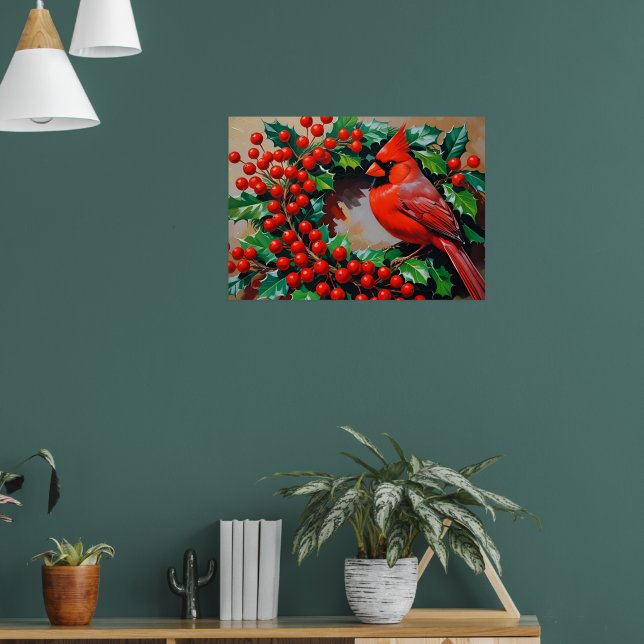 Póster Red Cardinal with Wreath (Salón 1)