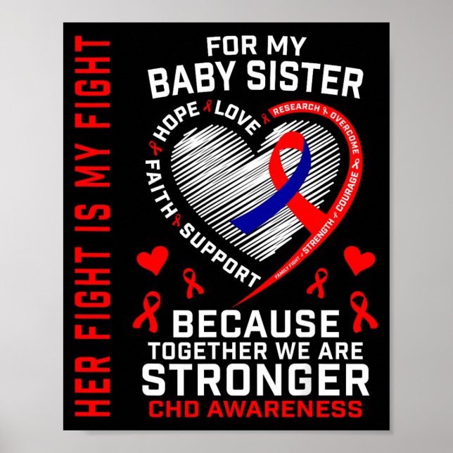 Póster Red Chd Awareness Baby Sister Heart Disease Matchi (Frente)