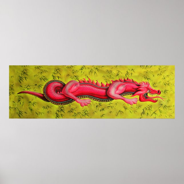 Póster Red Chinese Dragon poster print (Frente)