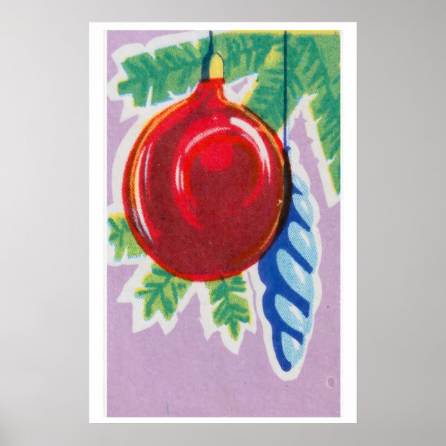 Póster Red Christmas Ornament Matchbox Art Print, Russian (Frente)