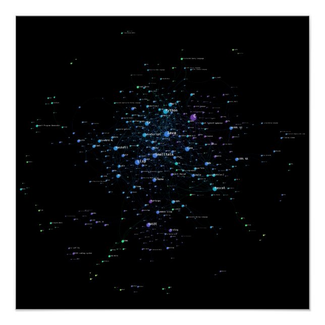 Póster Red de influencia de lenguajes de programación 202 (Anverso)