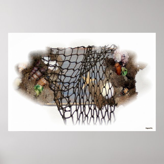 Póster Red de Pescado n Musgo Náutico (Frente)