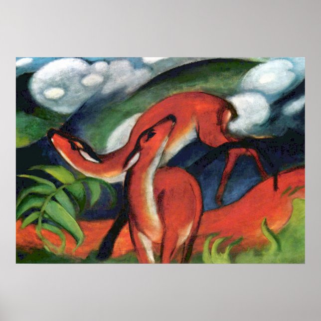Póster Red Deer II por Franz Marc Classic Painting (Frente)
