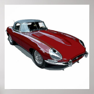 Póster Red E Type Roadster