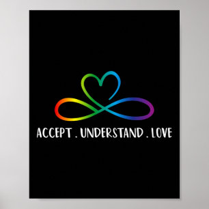 Póster Red En Lugar De Autismo Infinito Acepta Comprender