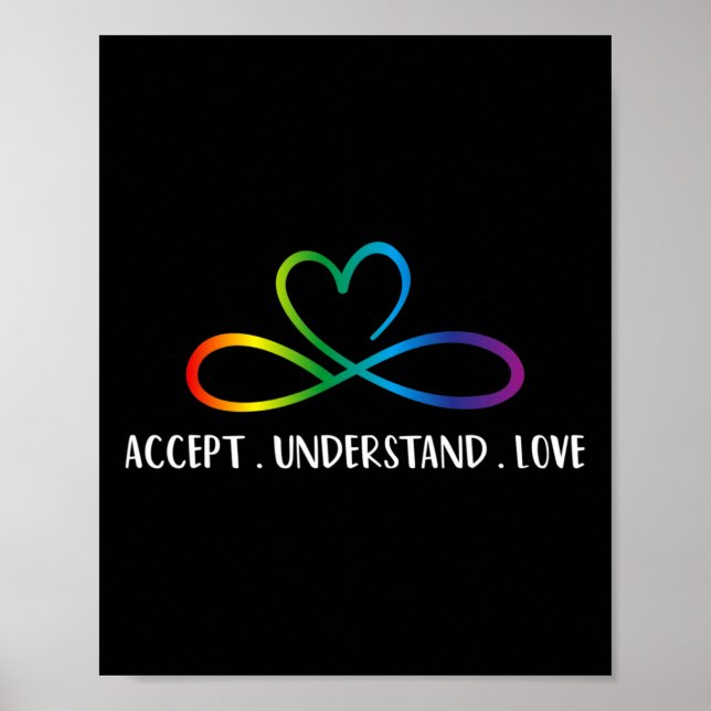 Póster Red En Lugar De Autismo Infinito Acepta Comprender (Frente)