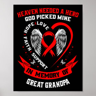 Póster Red En Memoria De La Gran Enfermedad Cardíaca Del