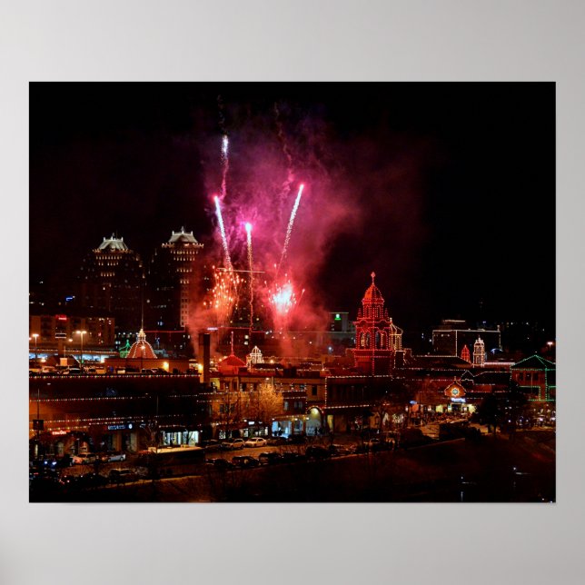 Póster Red Fireworks Over The Kansas City Plaza Lights (Frente)
