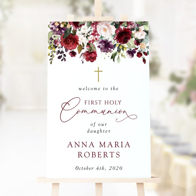 Póster Red Flowers, Boho, First Holy Communion Welcome (Subido por el creador)