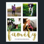 Póster Red fotográfica moderna de la familia blanca con R<br><div class="desc">Este poster sencillo y elegante es la forma perfecta de mostrar algunas de sus fotos familiares favoritas. Un fondo blanco tiene un punto para cuatro de sus propias fotos cuadradas que puede adjuntar simplemente usando la plantilla. (Las fotos en Instagram son perfectas.) La palabra "familia" aparece en el fondo en...</div>
