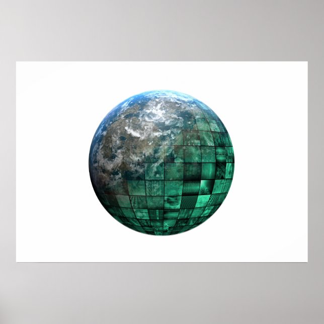 Póster Red global de tecnología empresarial con futurista (Frente)