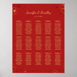 Póster Red Gold Cherry Bloss Seating Chart | Custom Color