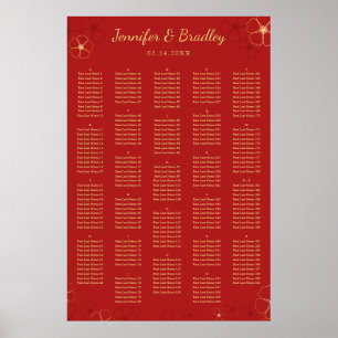 Póster Red Gold Cherry Bloss Seating Chart Custom Color