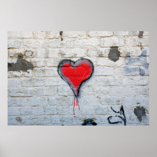 Póster Red graffiti heart