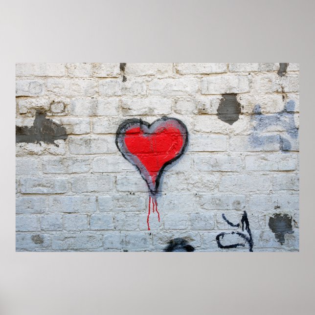 Póster Red graffiti heart (Frente)