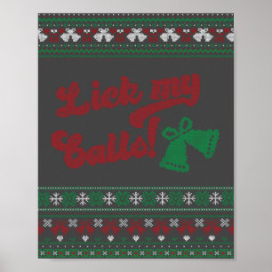 Póster Red Green Lick My Balls Ugly Xmas Sweater Party