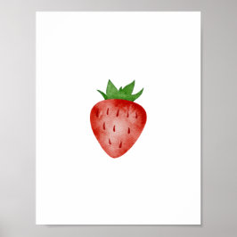 Póster Red & Green Strawberry Summer Spring Fruit Poster