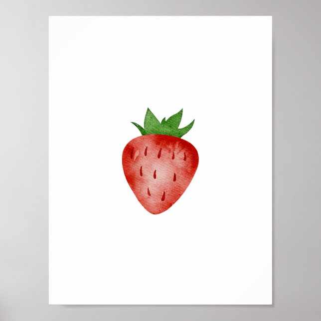 Póster Red & Green Strawberry Summer Spring Fruit Poster (Frente)