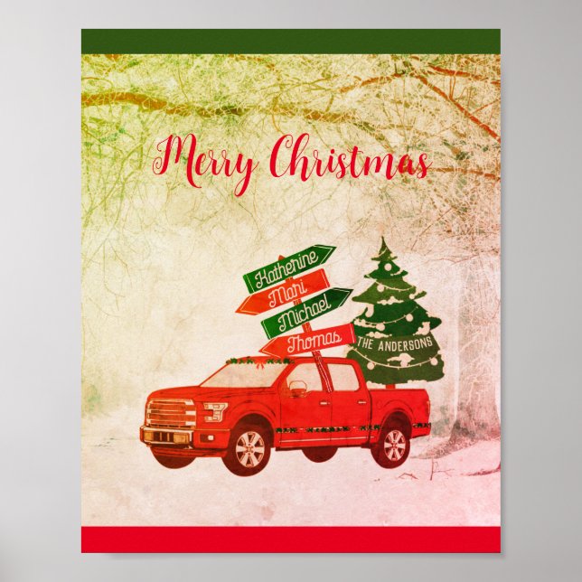 Póster Red Green Truck Family Name Classic Navidades 2022 (Frente)