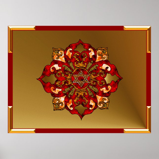 Póster Red Hanukkah Mandala (Frente)