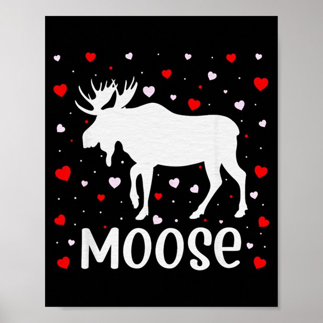 Póster Red Heart Cud Love Graphic Moose Lover Valentine D (Frente)